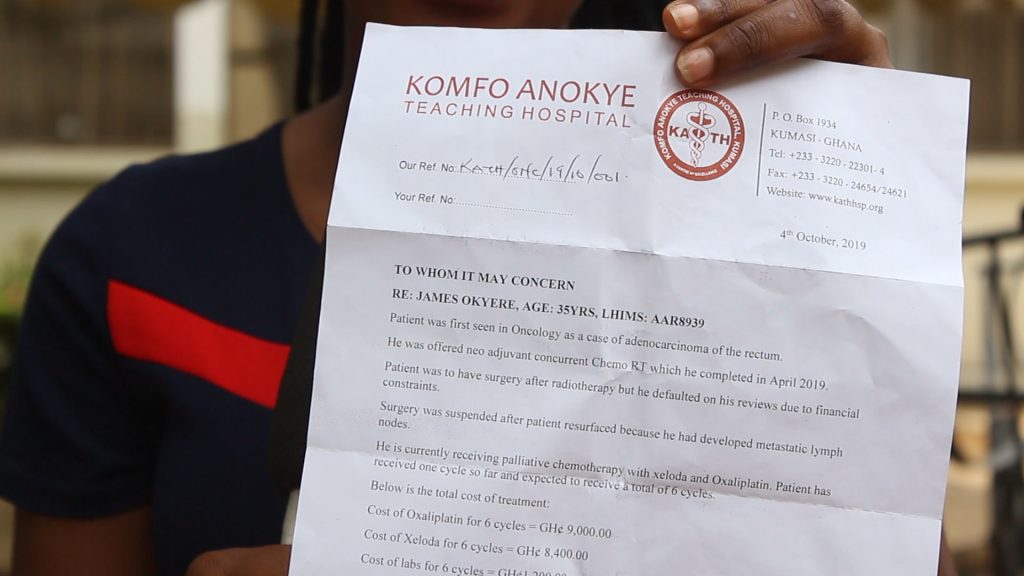 James Okyere a native of Kumasi in the Ashanti Region of Ghana called on Crime Check Foundation in September,2019 to financially support him undergo Chemotherapy.