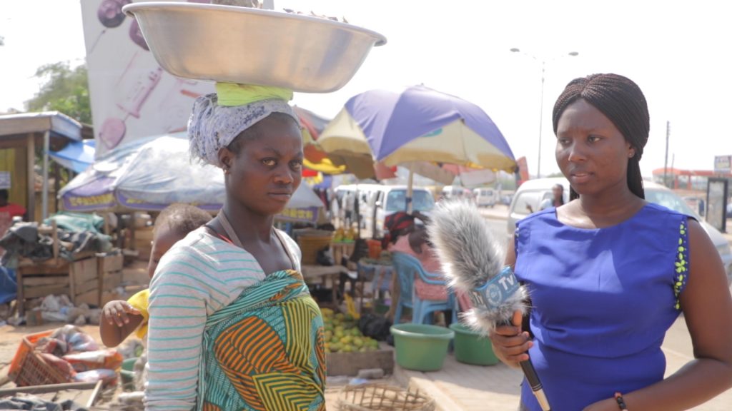 Esther from Kasoa Nyayano in the Central Region of Ghana could not hide her tears as she carried her child at her back to sell fish in the hot sun at Mallam market in Accra.