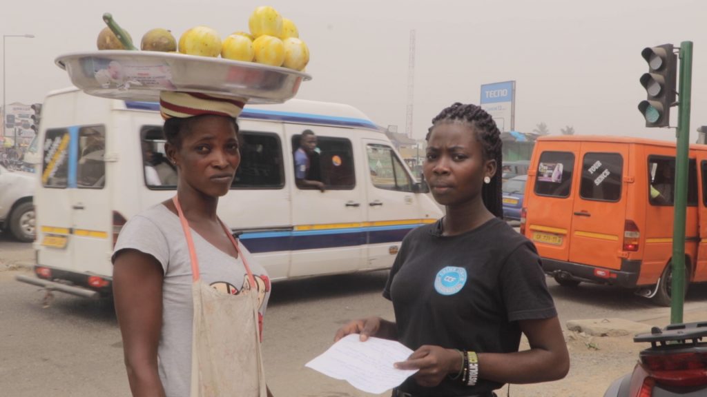 A graduate of Zuarungu Nursing Training in the Upper East Region, Ndoo Mary Azure is currently on the streets of Accra selling to make a living following failure by government to post graduate nurses on time.
